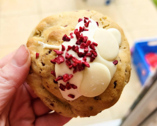 Raspberry & White Chocolate Loaded Cookie